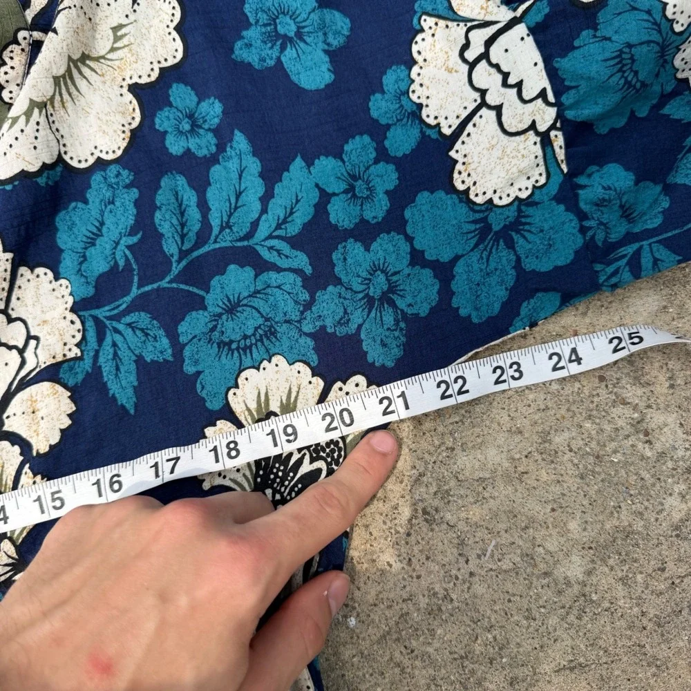 Sofia Jeans by Sofia Vergara Floral Faux Wrap Midi Dress Navy Teal Womens Medium - Picture 6 of 7
